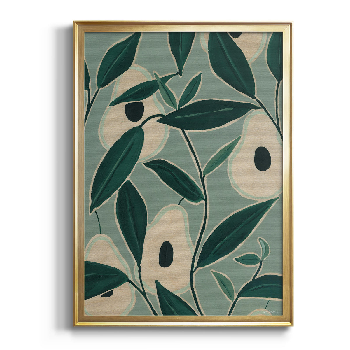 Monochrome Avocados - Modern Framed Canvas Print