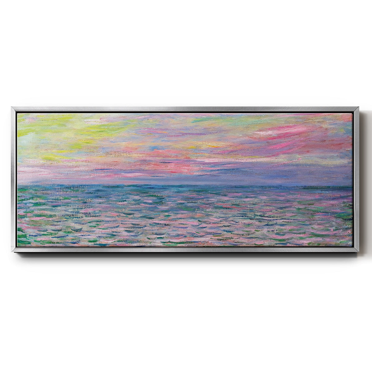 Sunset on the Sea at Pourville, 1882 - Floater Framed Canvas Print