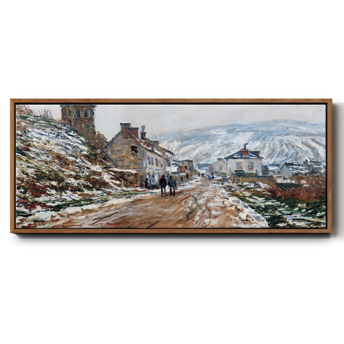 The Road in Vétheuil in Winter, 1879 - Floater Framed Canvas Print