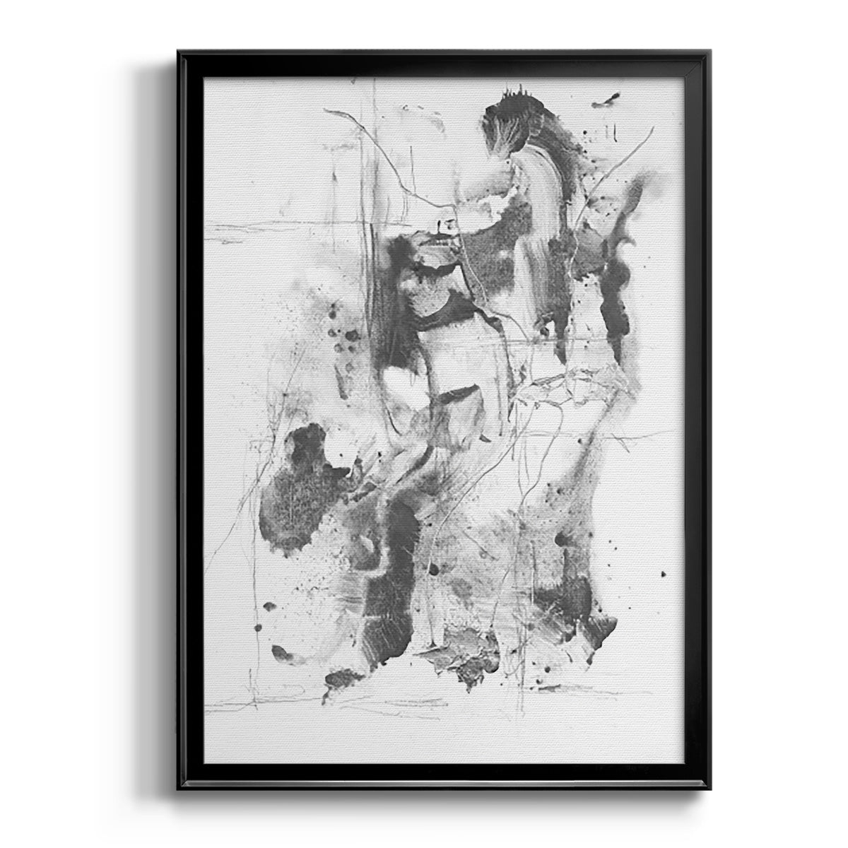 Graphite Abstract I - Modern Framed Canvas Print