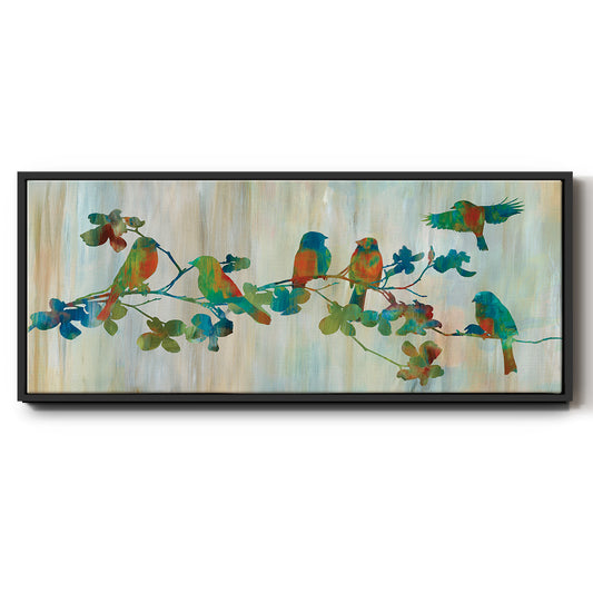 Birds on Branch - Floater Framed Canvas Print
