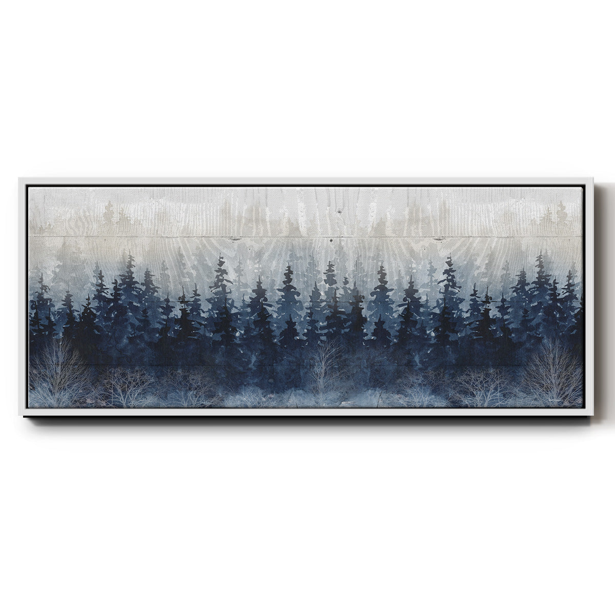 Misty Indigo Forest - Floater Framed Canvas Print