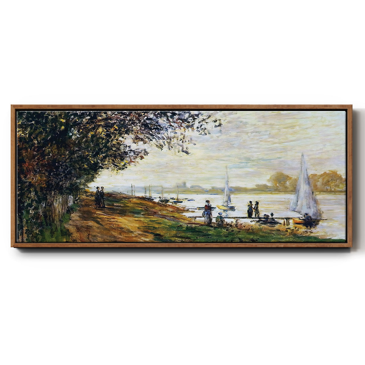 The Riverbank at Le Petit - Floater Framed Canvas Print