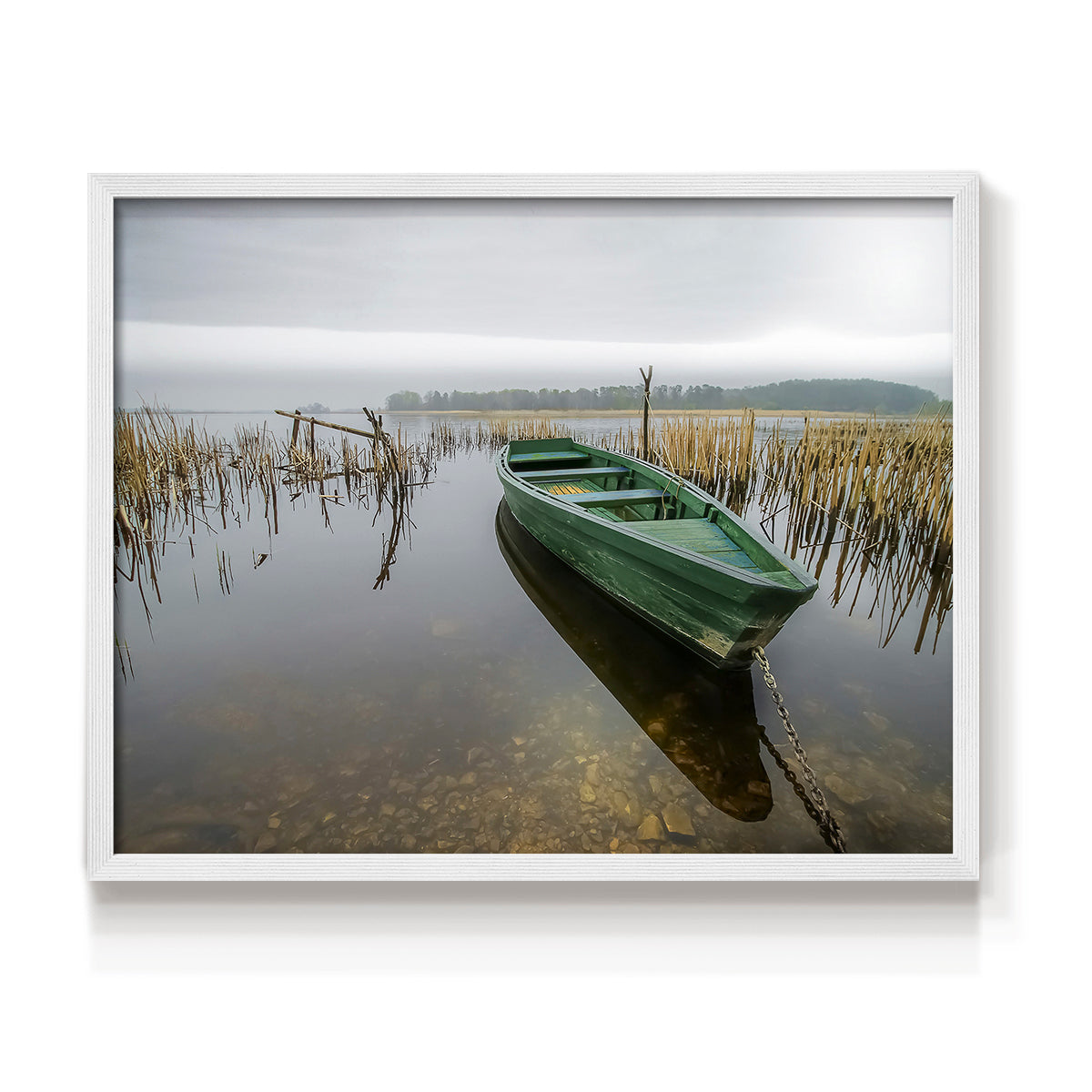 45429,boat,water,reeds,lake,nature,overcast,sky,tranquil,calm,greenery,afternoon,reflection,tethered,landscape,serenity,outdoor,fishing,solitude,stillness,peaceful,horizon,shoreline,environment,natural,scenery,rustic,cozy,wildlife,moored,setting,dock,pond,weather,rural,atmosphere,beauty,aquatic,preserve,Re-stickable,Nautical & Beach