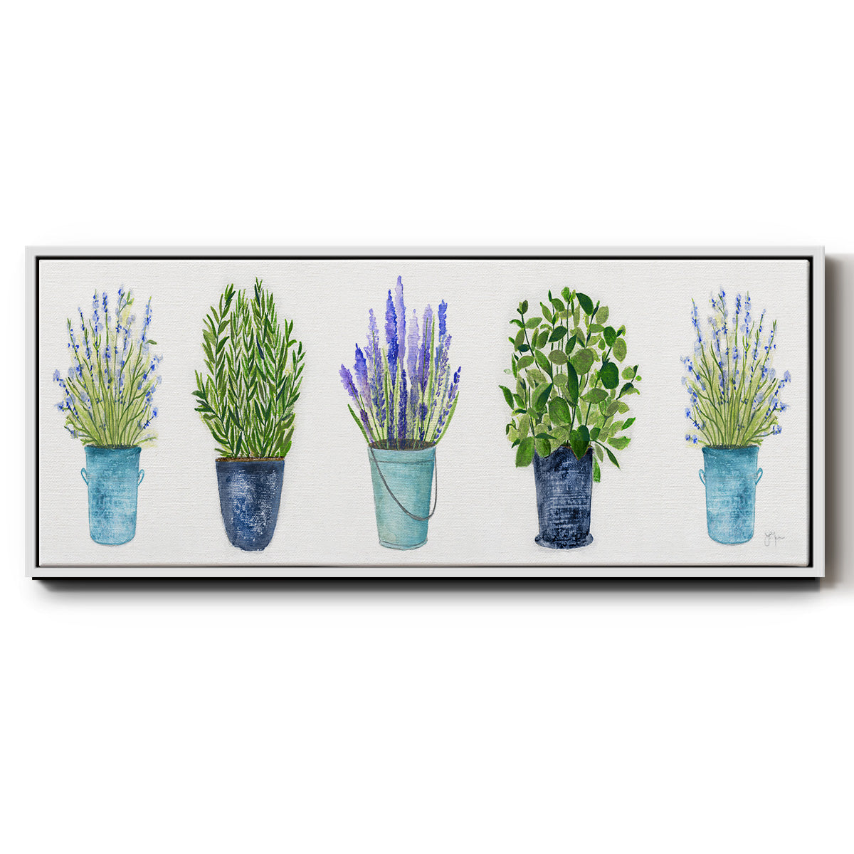 Herbs In A Row - Floater Framed Canvas Print