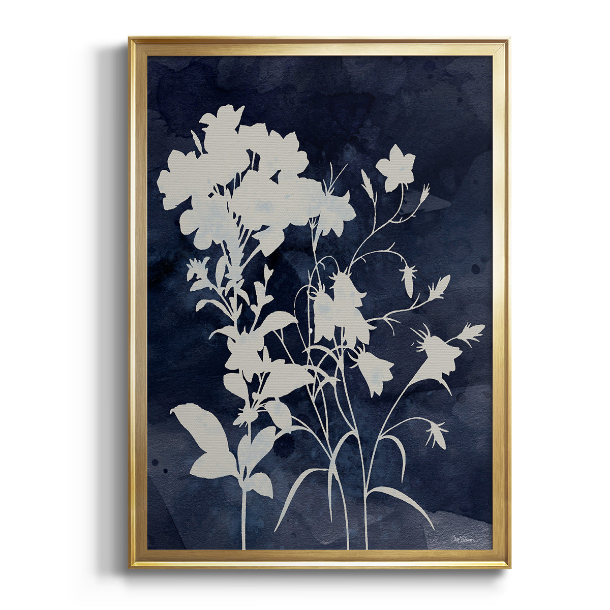 Indigo Botanical II Revisited - Modern Framed Canvas Print