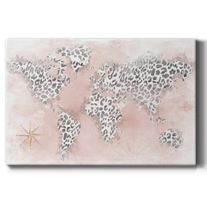 Pink Cheetah Map - Canvas Art Print