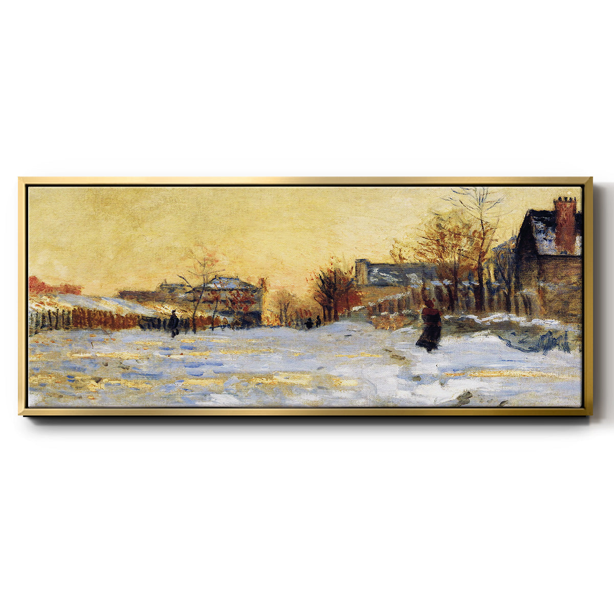Snow Effect, The Street in Argentuil, 1875 - Floater Framed Canvas Print