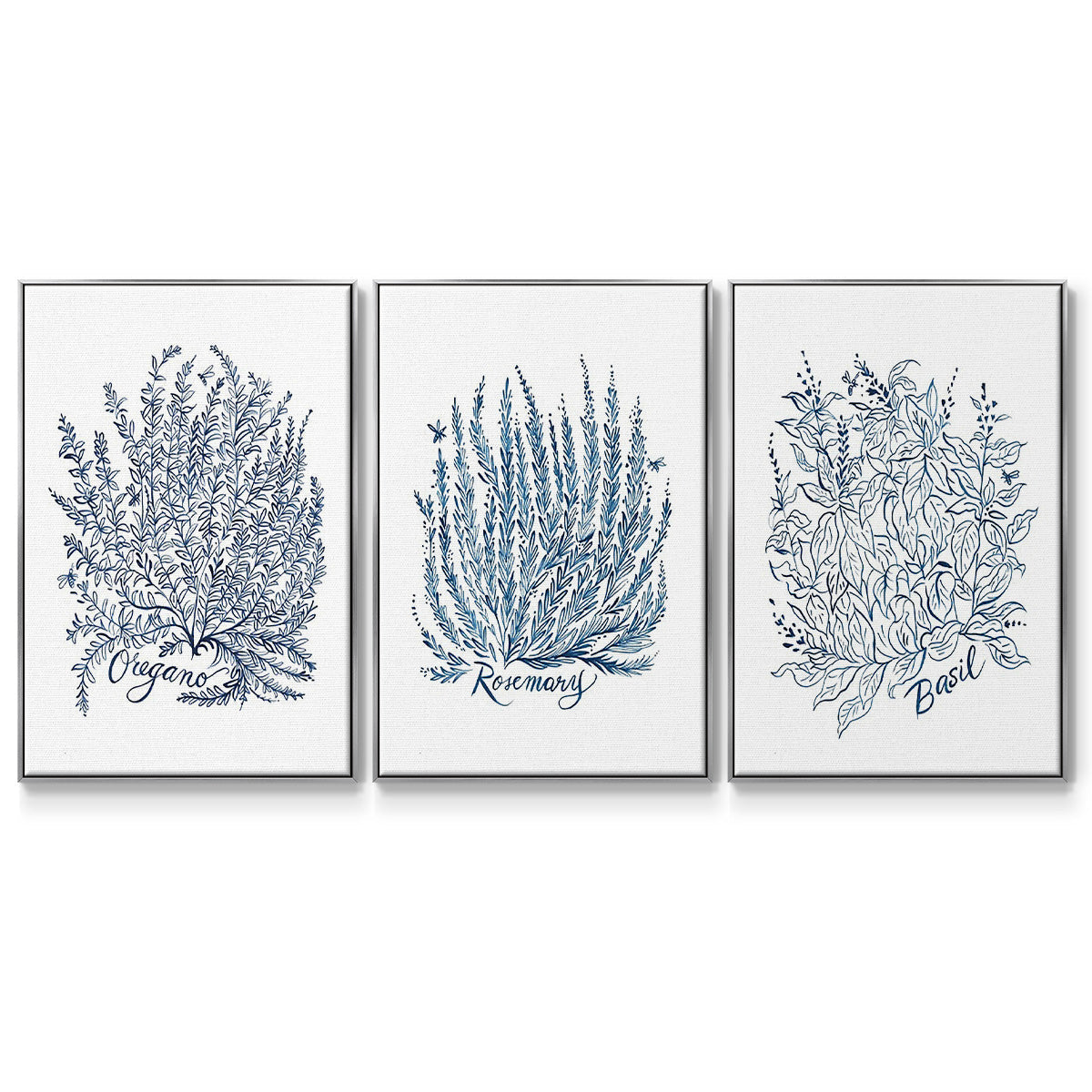 Summer Herb Garden Sketches I - Floater Framed Canvas Set