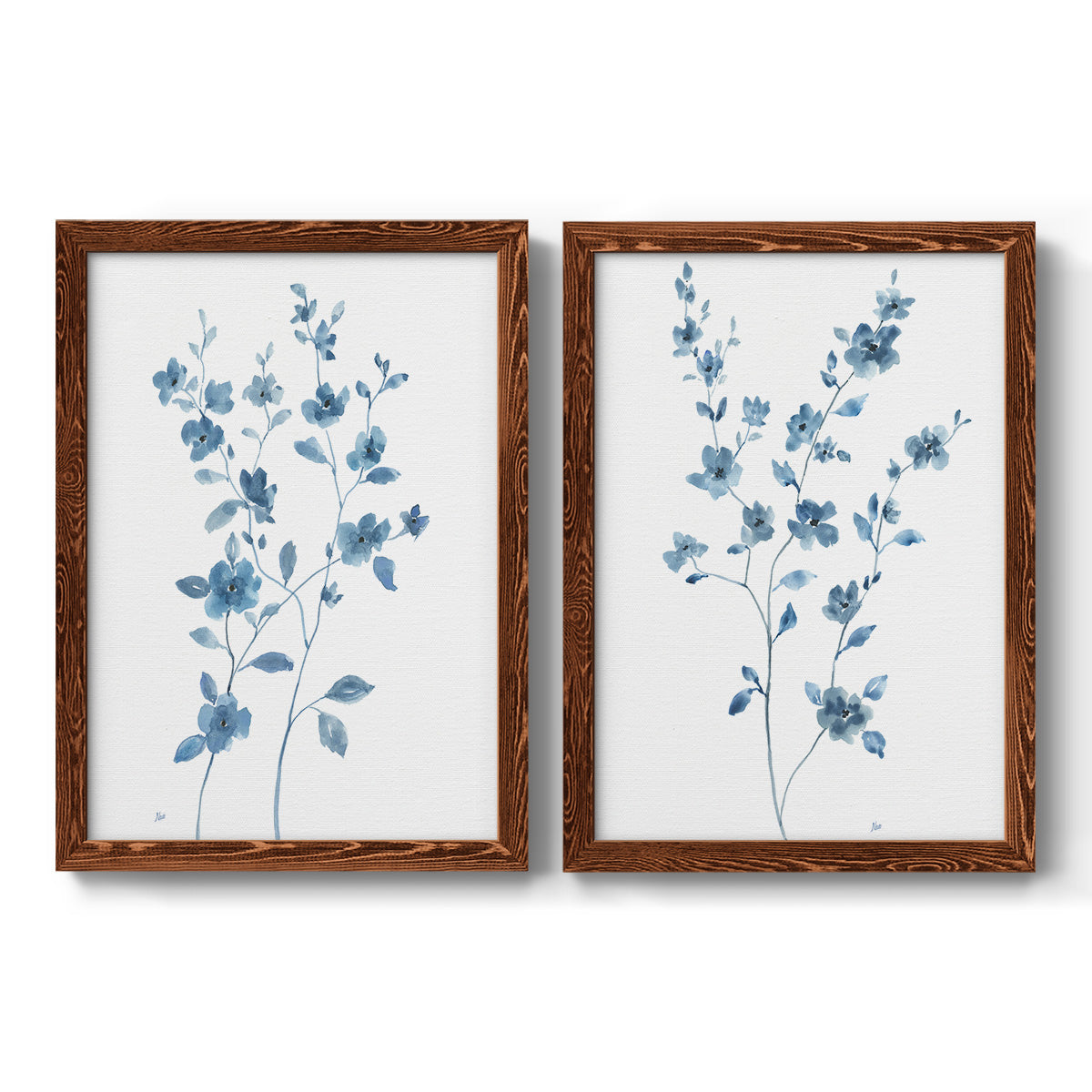 Blue Blossom I - Premium Framed Canvas 2 Piece Set - Ready to Hang