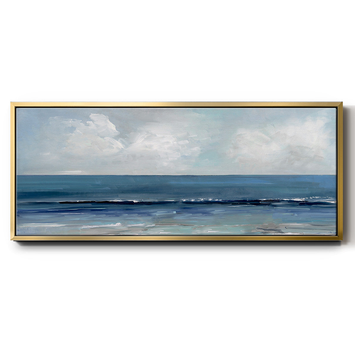 Cloudy Ocean Waves Horizon - Floater Framed Canvas Print