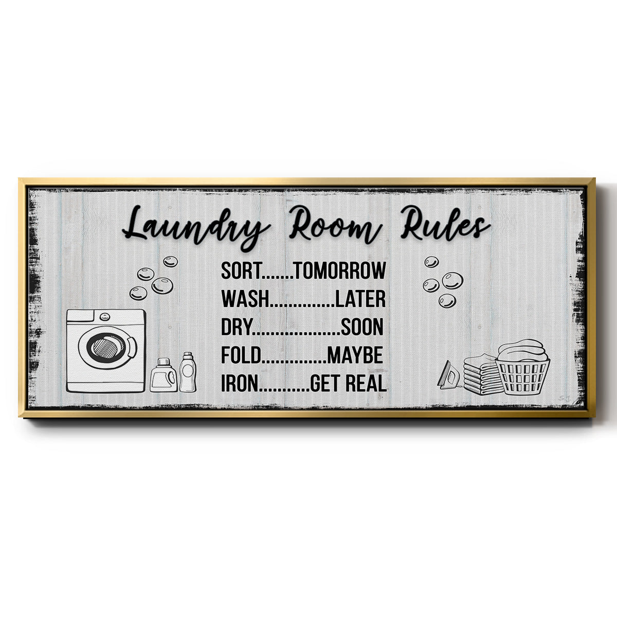 Laundry Room Rules - Floater Framed Canvas Print