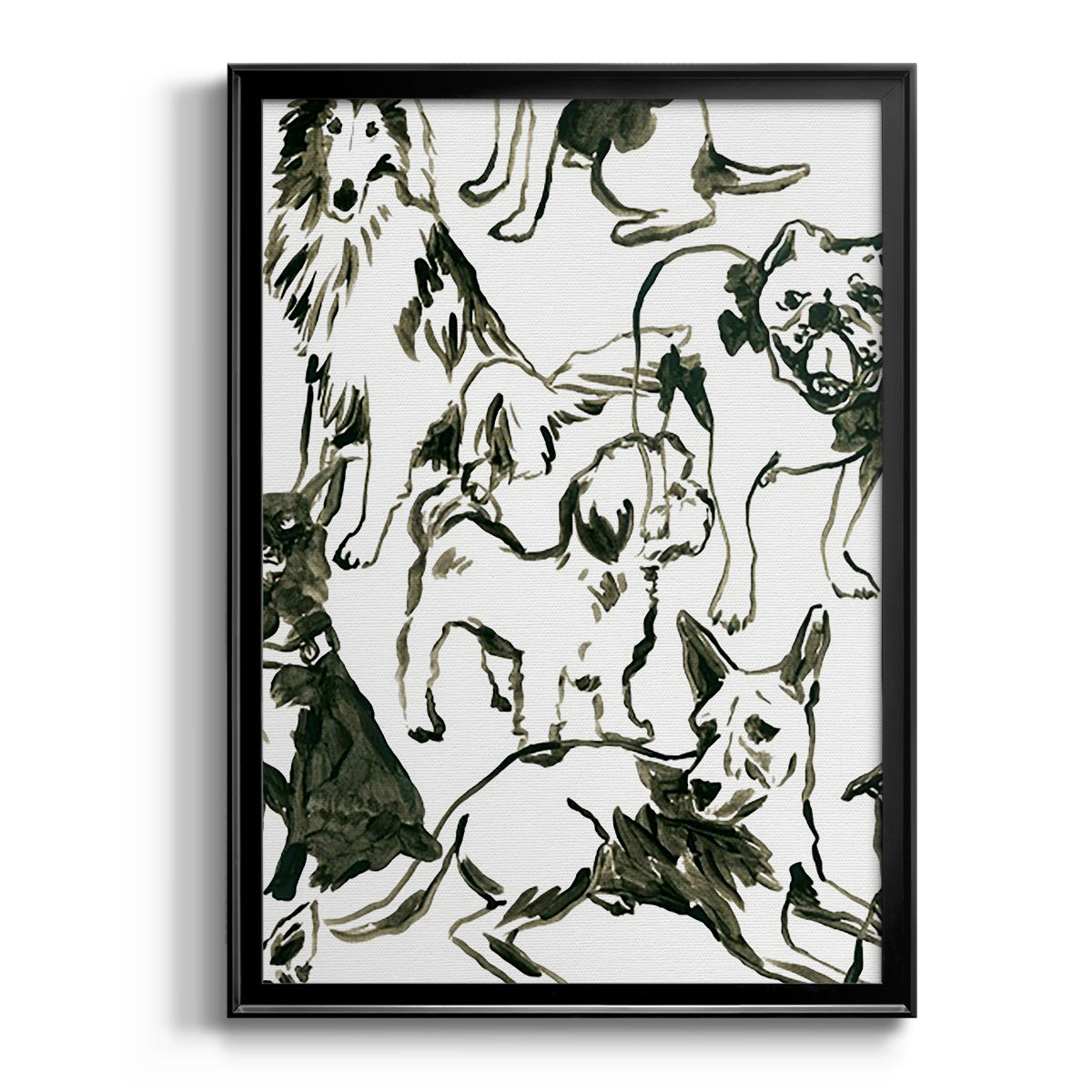 Canine Collage I - Modern Framed Canvas Print