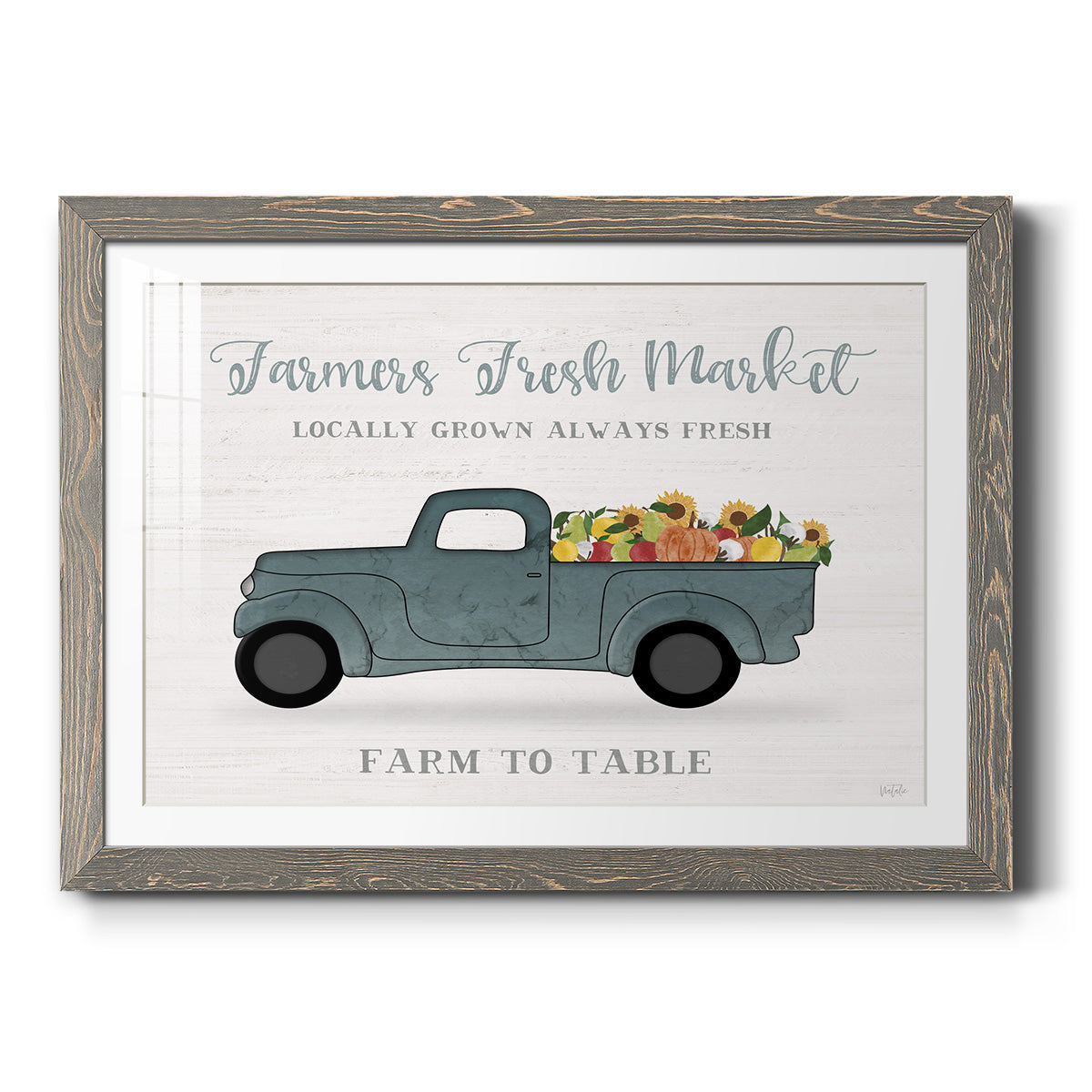 Fresh Sunflowers Truck - Barnwood Framed Art Print