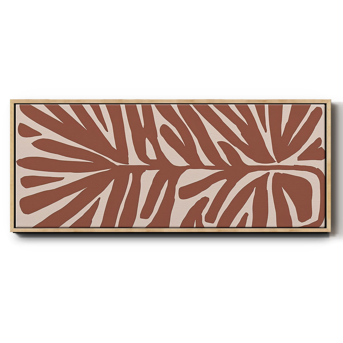 Terra Cotta Block Palms IV - Floater Framed Canvas Print
