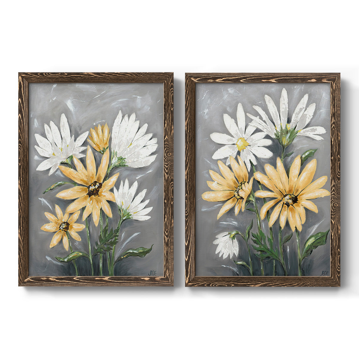 Summer Daisies I - Barnwood Framed Canvas Set