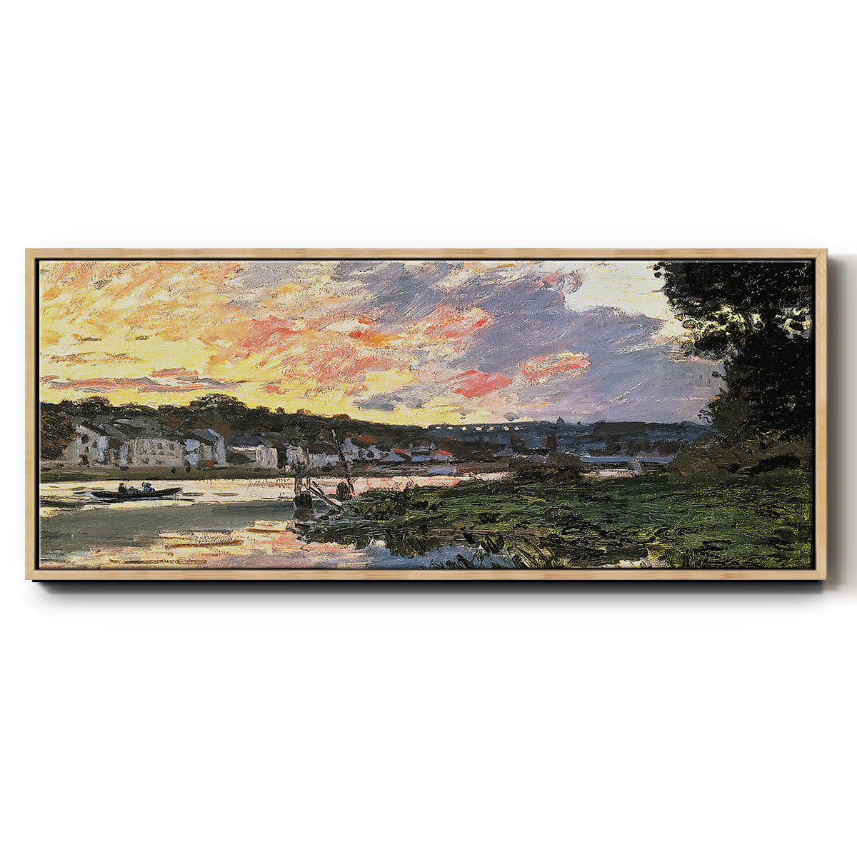 The Seine at Bougival in the Evening, 1870 - Floater Framed Canvas Print
