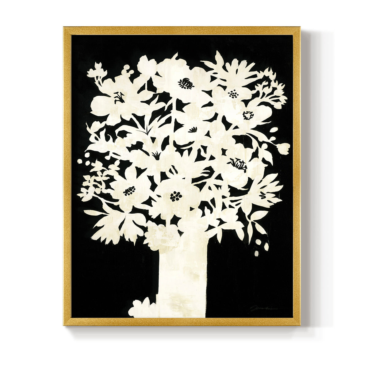 Floral Silhouette - Restickable Framed Art Print