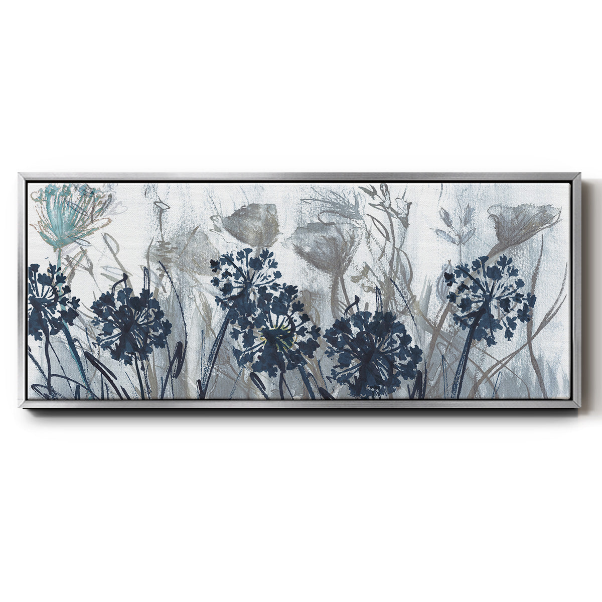 Indigo Field - Floater Framed Canvas Print