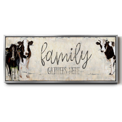 Family Gathers Here - Floater Framed Canvas Print