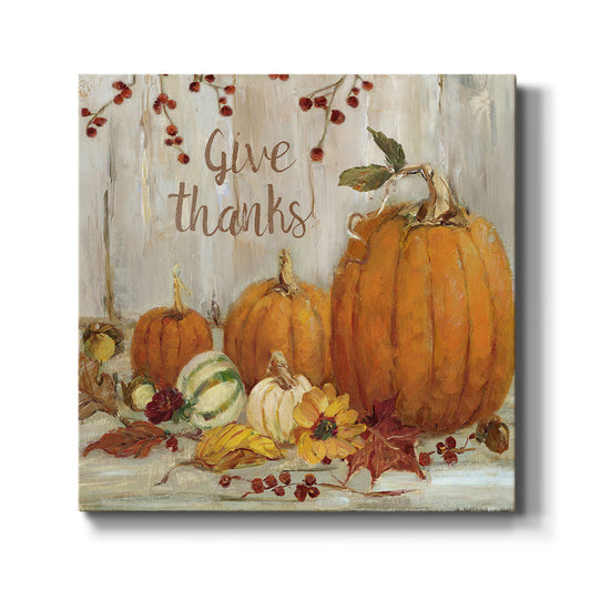 Give Thanks Pumpkins-Premium Gallery Wrapped Canvas - Ready to Hang