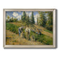 Impressionist countryside harvest scene by Camille Pissarro printed on canvas in an ornate champagne frame.
