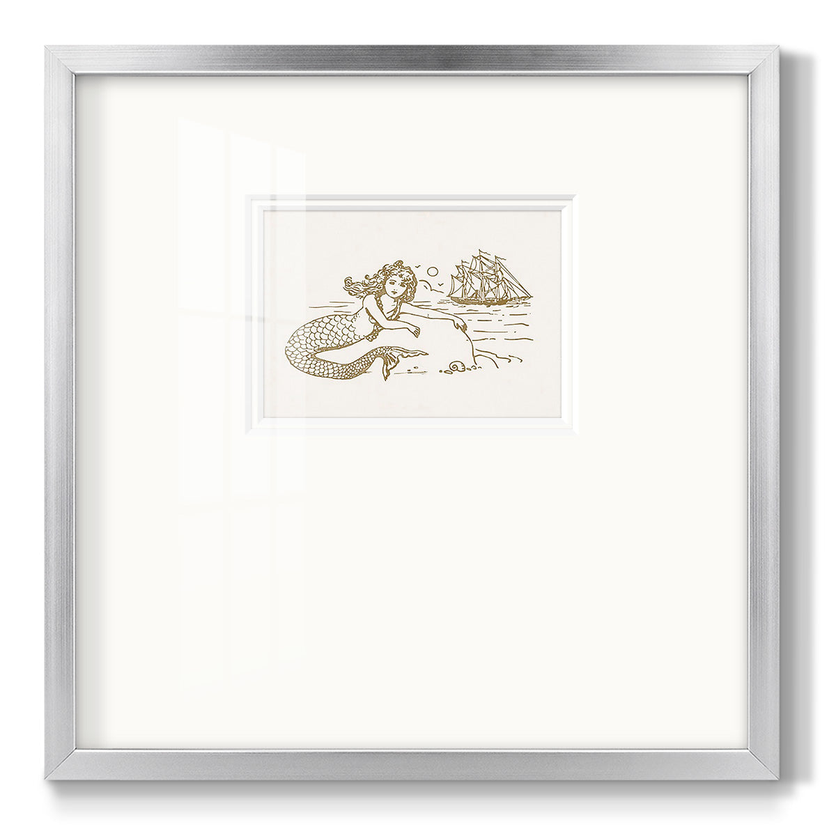 Sunning Mermaid I - Double Matboard Framed Print