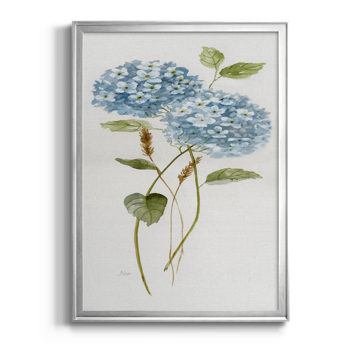 Petite Blue Hydrangea II - Modern Framed Canvas Print