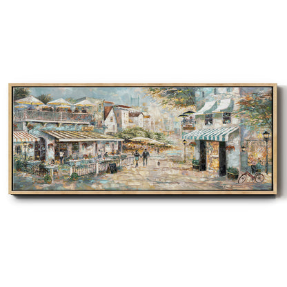 Rooftop Café - Floater Framed Canvas Print