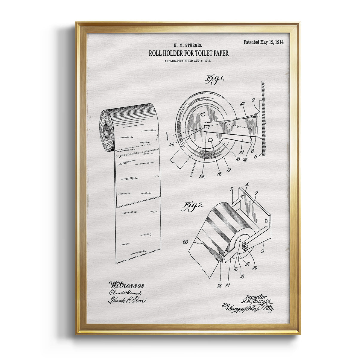 Toilet Paper Patent III - Modern Framed Canvas Print