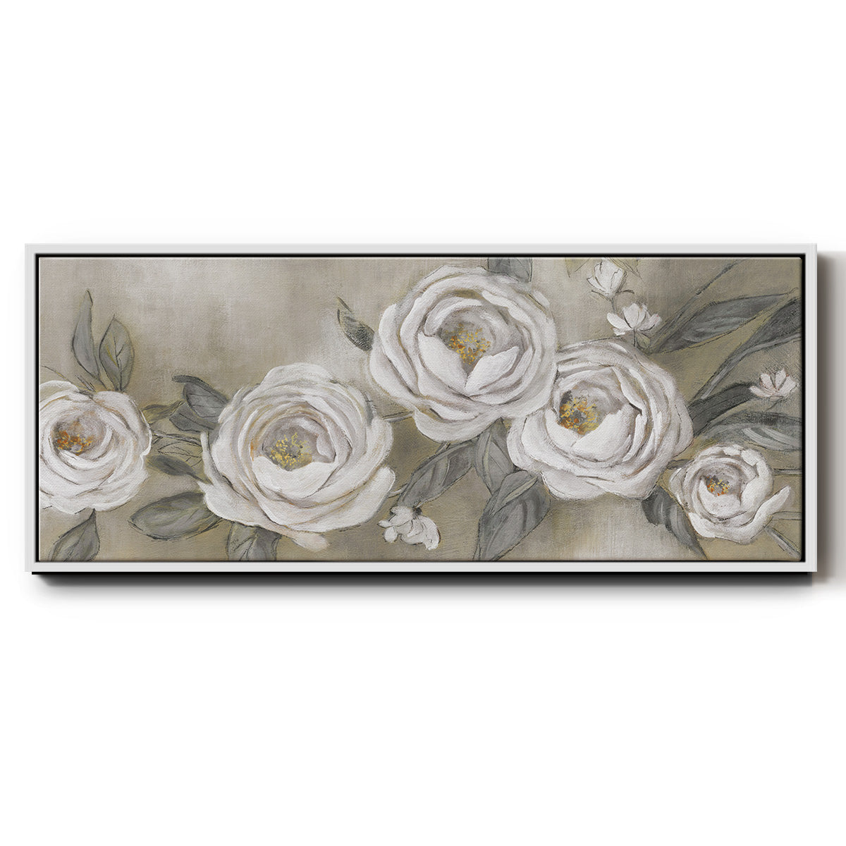 Cottage Roses - Floater Framed Canvas Print