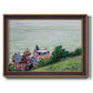 Impressionist coastal villas landscape by Gustave Caillebotte printed on canvas in an ornate bronzed mahogany wood frame.