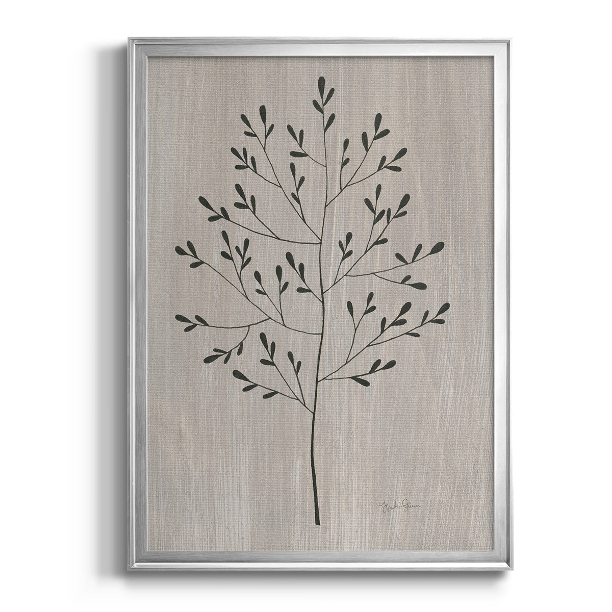 Leaves and Wood II - Modern Framed Canvas Print