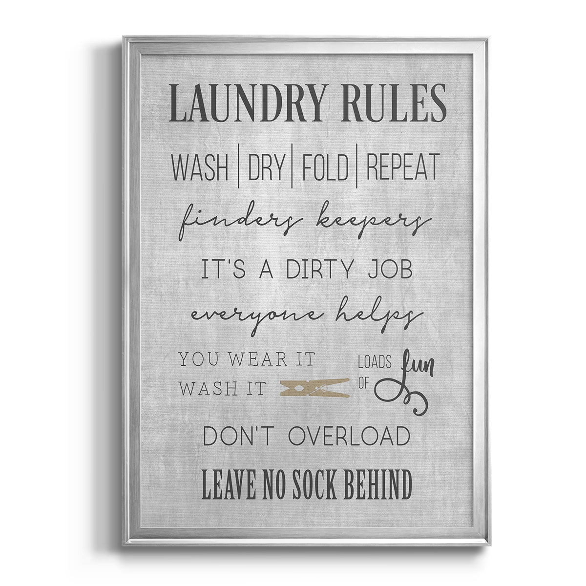 Neutral Laundry Rules - Modern Framed Canvas Print