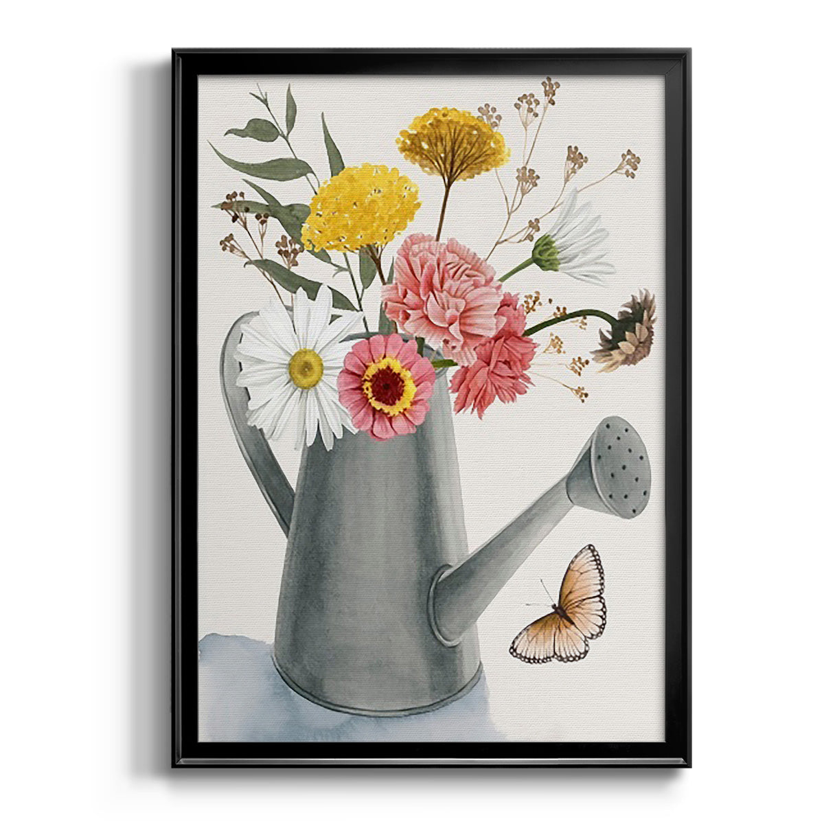 Watering Can Bouquet II - Modern Framed Canvas Print