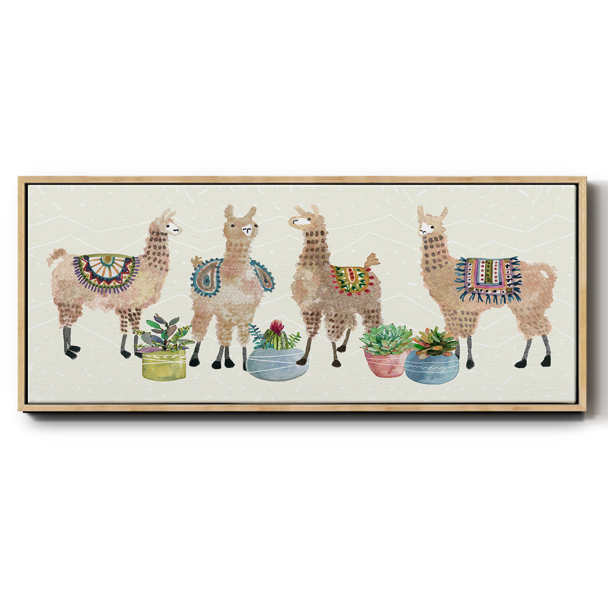 Llama Party - Floater Framed Canvas Print