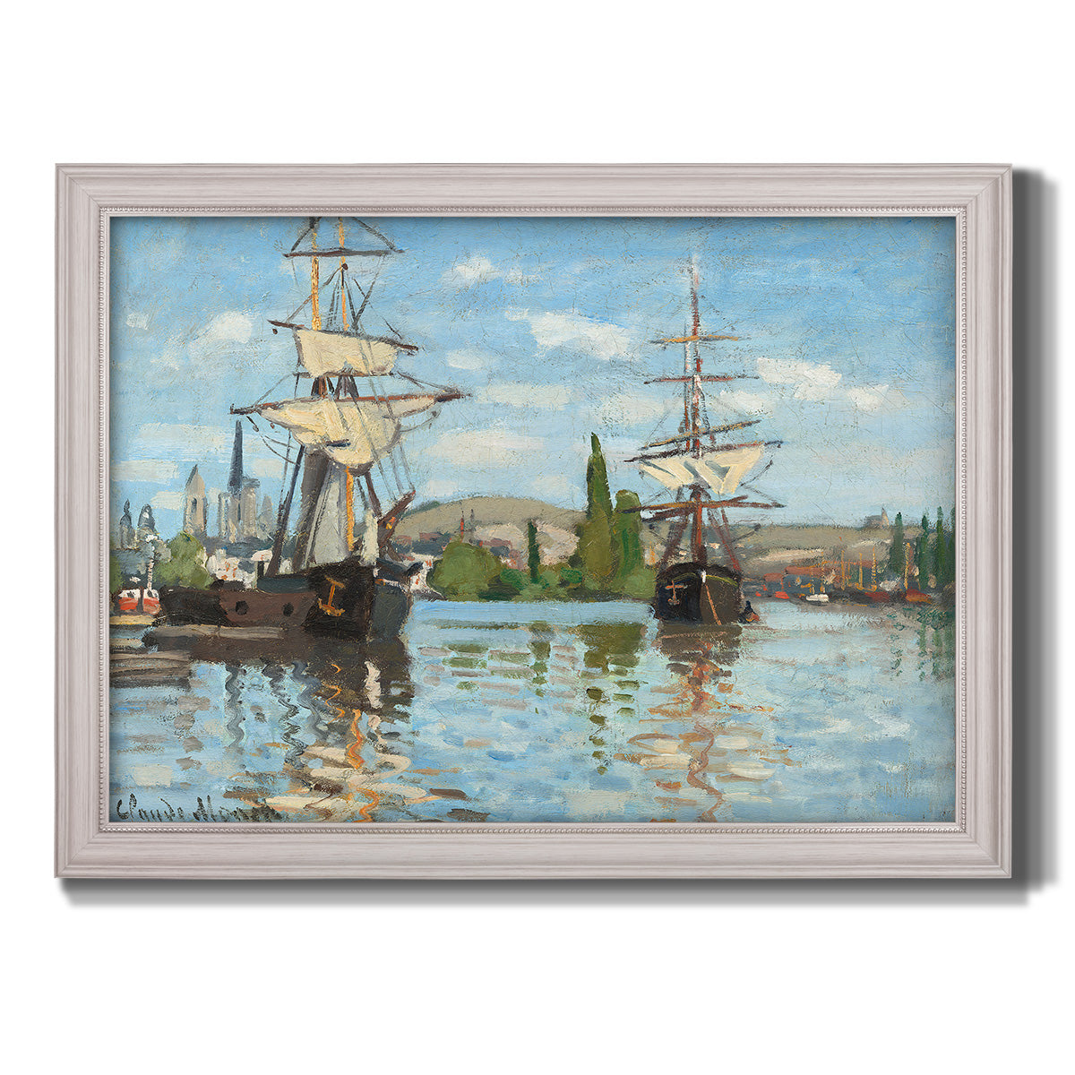 Ships Riding on the Seine - Ornate Framed Canvas Print