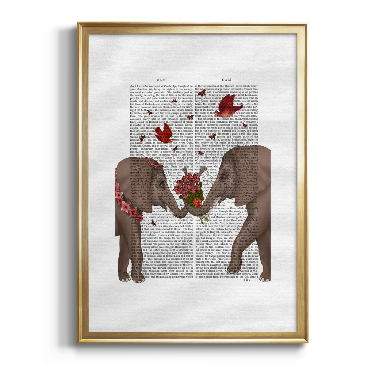 Elephant Bouquet, Portrait - Modern Framed Canvas Print