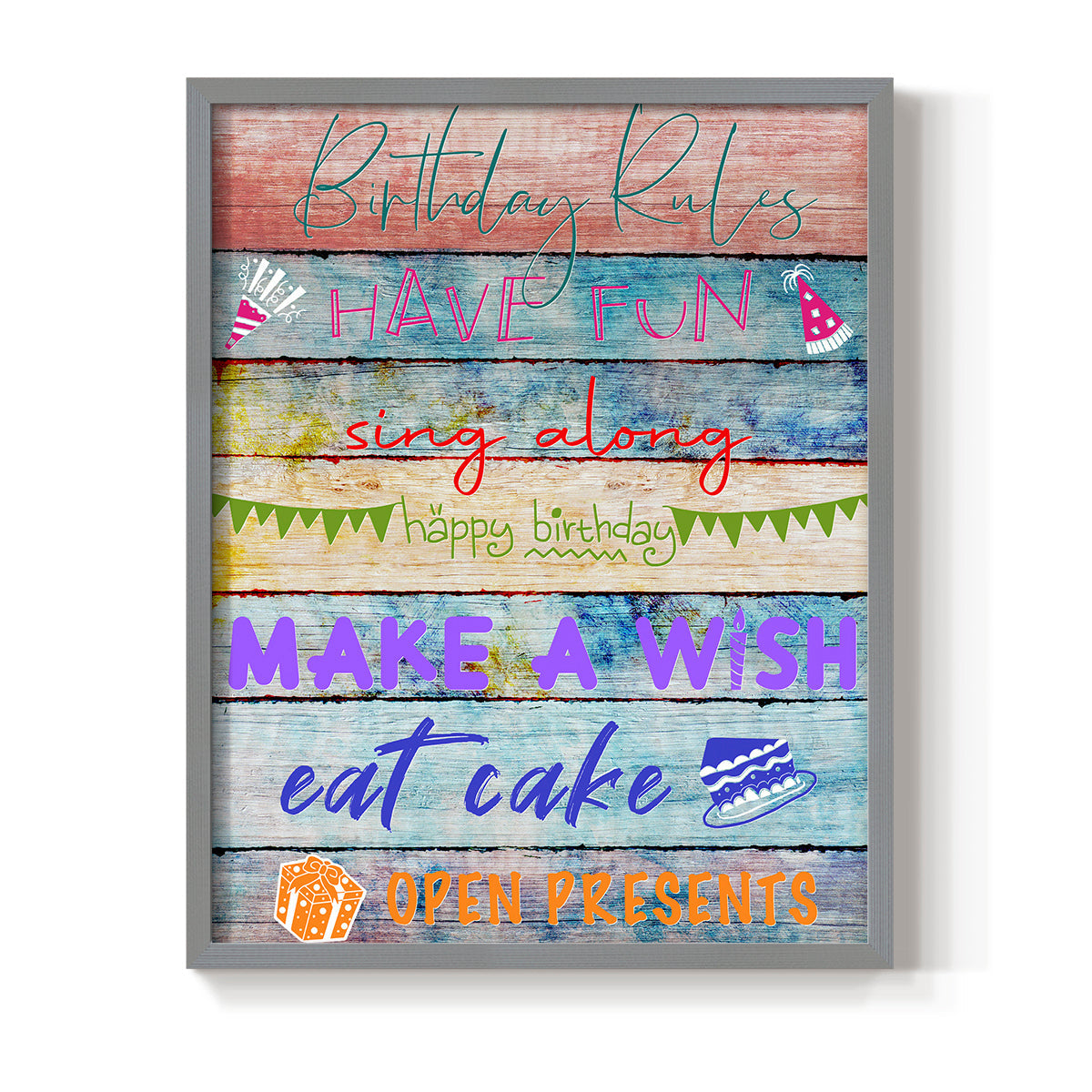 Birthday Rules - Restickable Framed Art Print