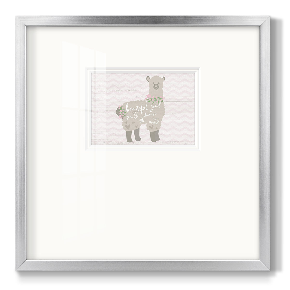 Floral Llama Premium Framed Print Double Matboard