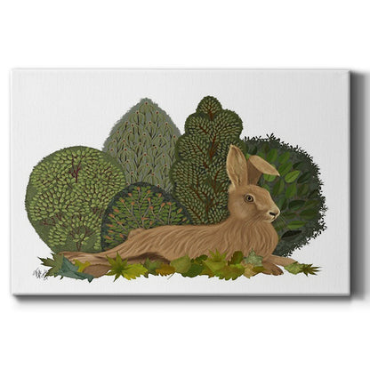 Hare Reclining in Leaves - Canvas Art Print