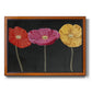 Contemporary poppy flower artwork printed on canvas in an ornate vintage burl wood frame.