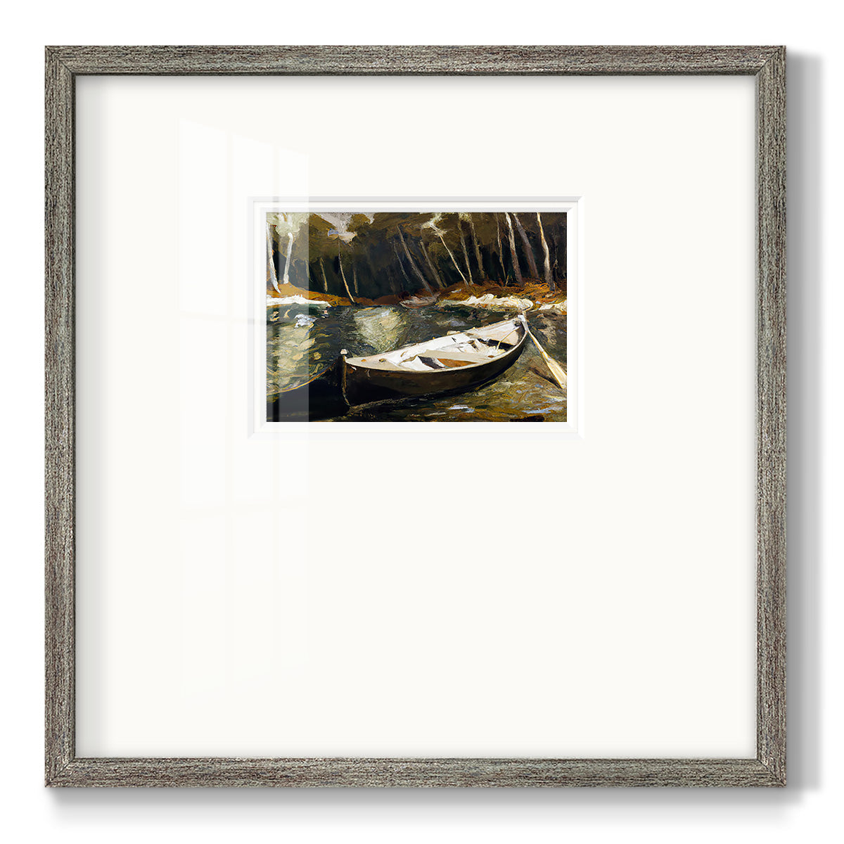 Canoe in the Woods Premium Framed Print Double Matboard