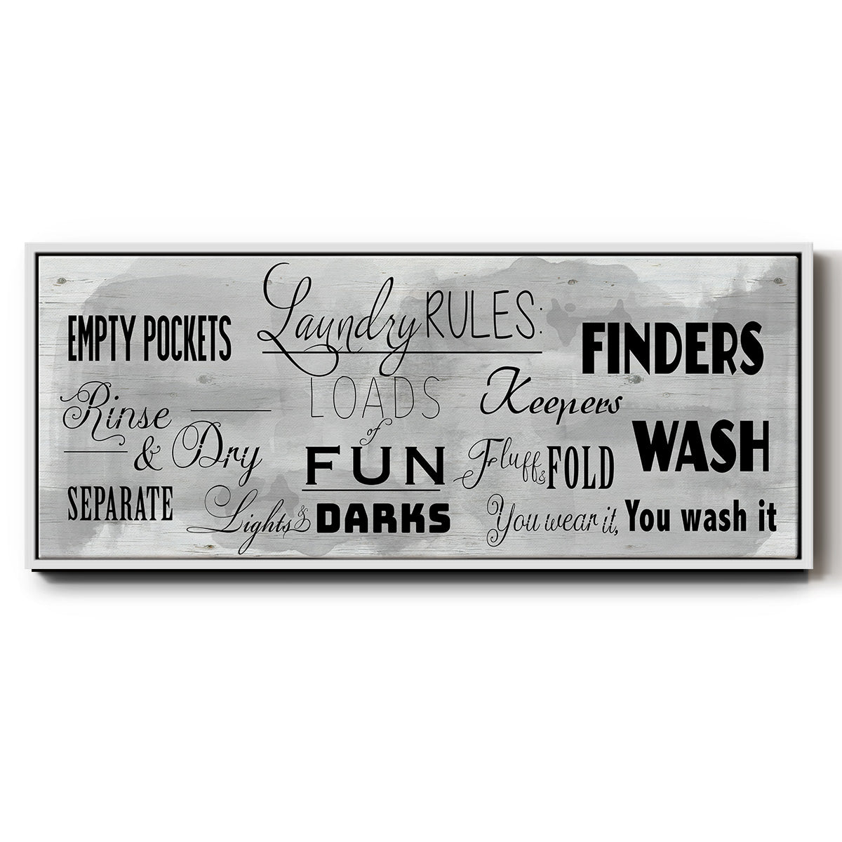 Laundry Rules - Floater Framed Canvas Print