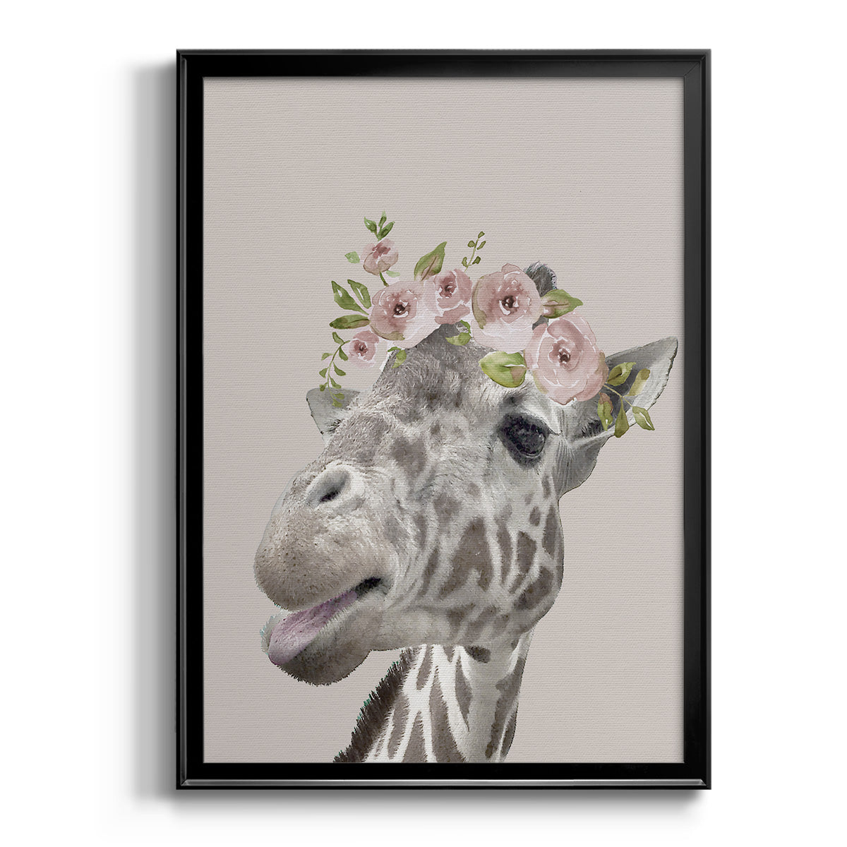 Peek A Boo Giraffe I - Modern Framed Canvas Print