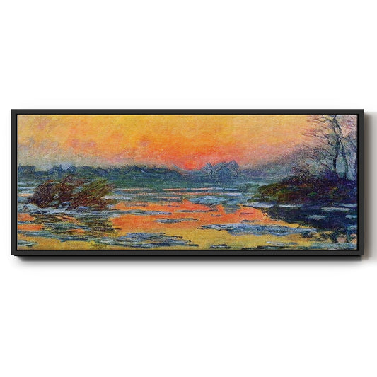 Sunset on the Seine in Winter, 1880 - Floater Framed Canvas Print