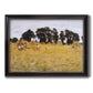 Impressionist rural harvest scene by John Singer Sargent printed on canvas in an ornate black frame with gilded inner detail.