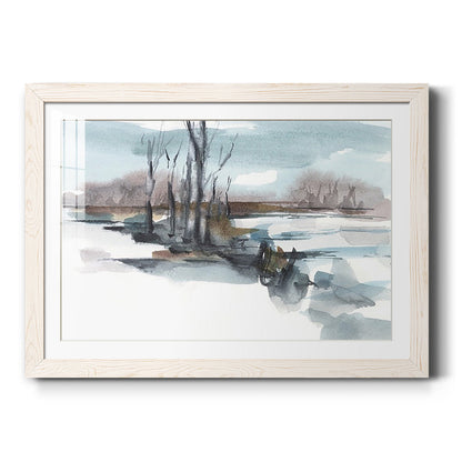 Winter Stream Watercolor II - Barnwood Framed Art Print