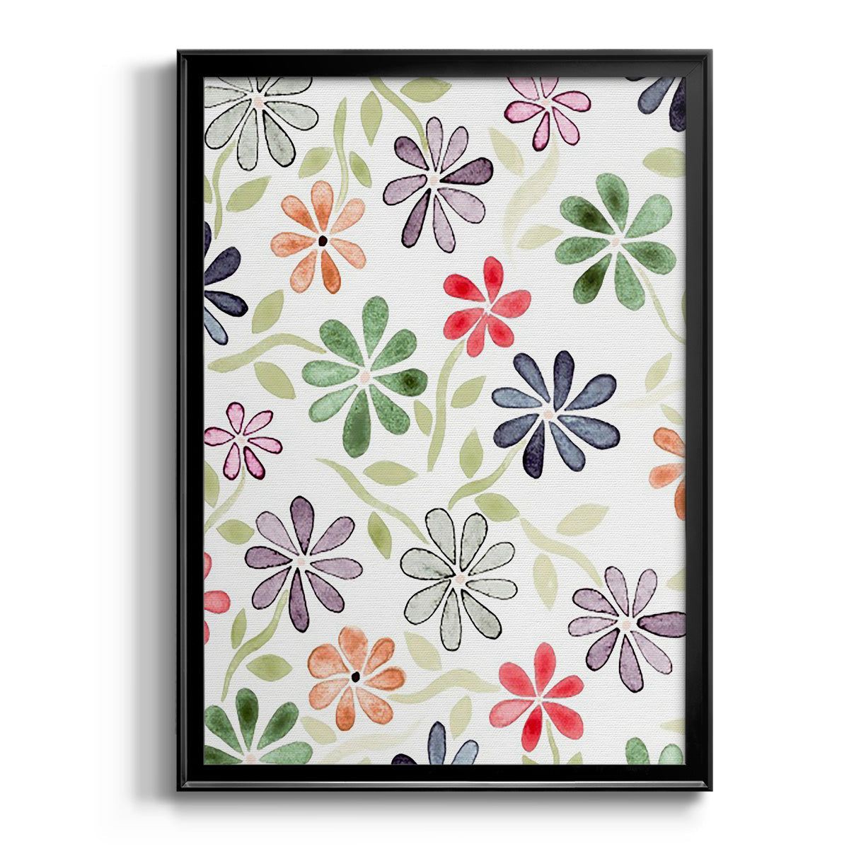 Faded Flowers I - Modern Framed Canvas Print