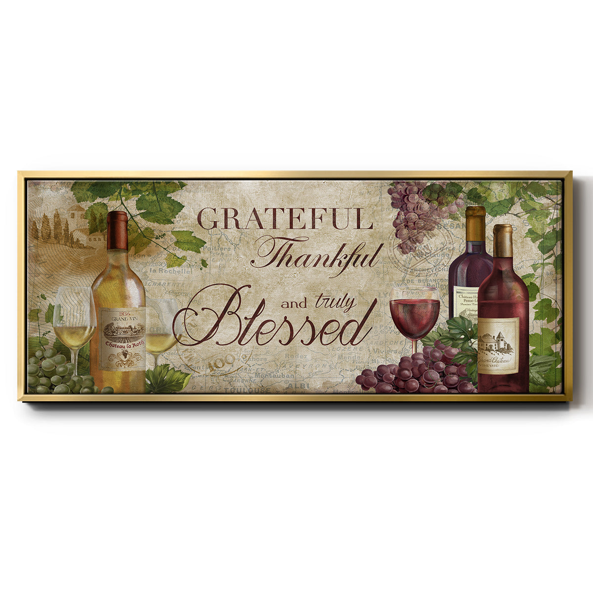 Grateful Wine - Floater Framed Canvas Print